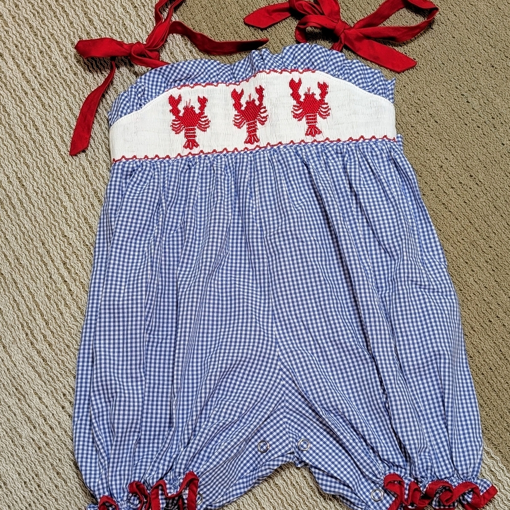 Blue and Red Kids One Piece with Lobster Design